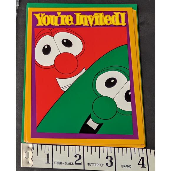 Vtg Veggie Tales Party Invitation Cards 90s Bob The Tomato Larry The Cucumber 13 - Picture 3 of 8
